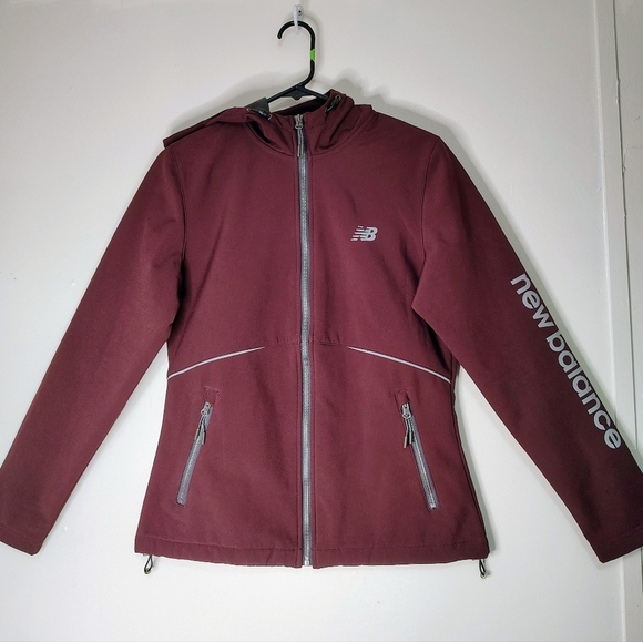 New Balance women's hooded sweatshirt jacket, size S, fleece full zip burgundy. - Picture 1 of 14